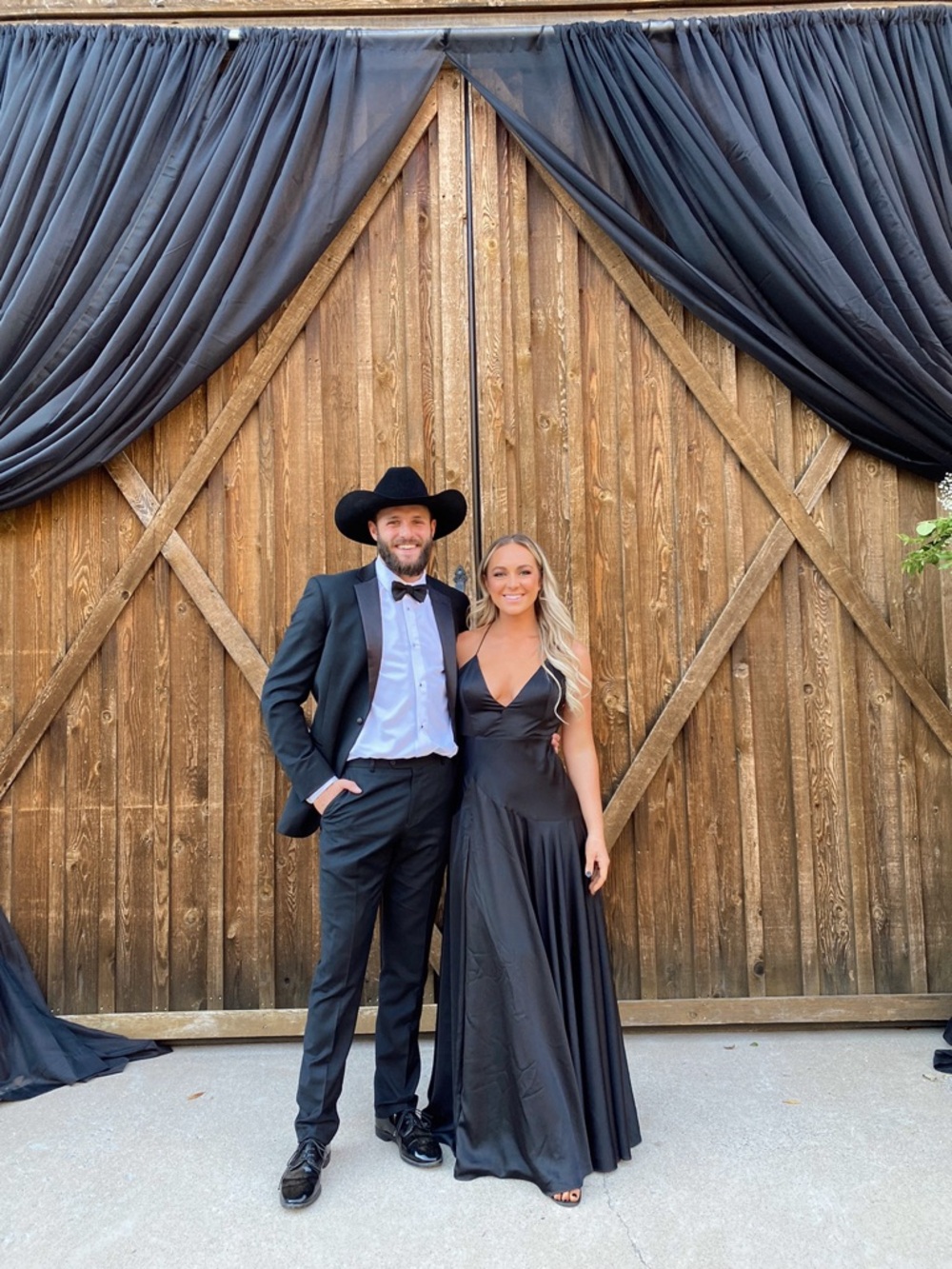 Fame and Partners Black Satin Maxi Dress